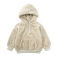 thumbnail image 2 of Toddler Baby Boys Girls Fleece Sweatshirts Coat Cute Bear Ears Warm Hooded Jacket Quarter Zip Up Fuzzy Sherpa Sweater Fall Winter Warm Outwear with Pockets, 2 of 5