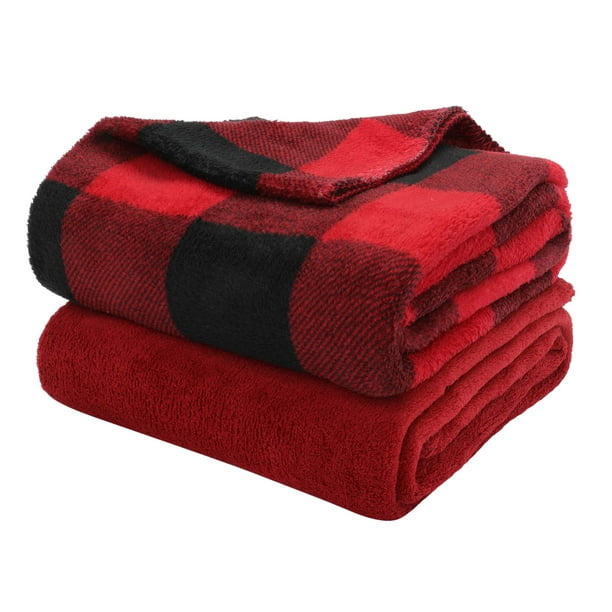 Fleece Plush Throw Blanket, 50" x 60", Buffalo Plaid, 2-Pack - Walmart.com