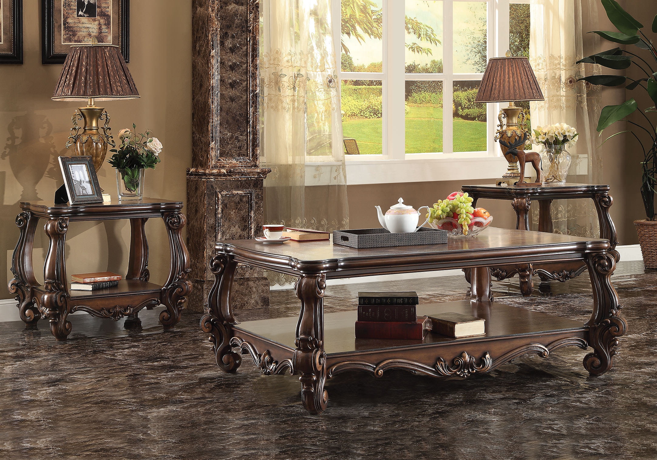 ACME Versailles Coffee Table, Cherry Oak