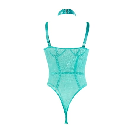 

NECHOLOGY Women Sexy Lace Lace Underwear Spaghetti Strap Bra And High Waist Panties Set Cosplay Lingerie Underwear Mint Green Medium