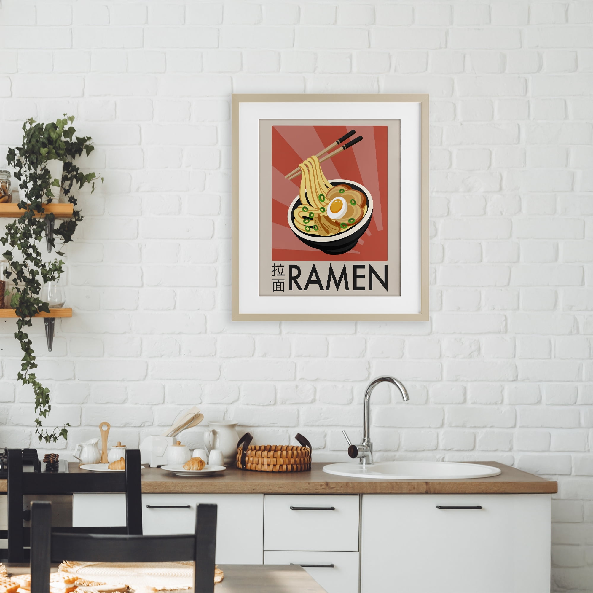 Stupell Industries Iconic Ramen Poster Birch Framed Print Under Glass, design by Marcus Prime