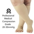 thumbnail image 3 of CNKOO Wide Calf Toeless Plus Size Compression Socks Soothing Comfy Gradient Support Varicose Veins  20-30mmHg Beige, 3 of 4