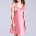 thumbnail image 5 of Defitshape Women's Sleeveless Nightgown Sexy Satin Sleep Dress Built-in Bra V Neck Tank Lounge Dresses Mini Lace Nightdress Silk Silky A-line Coral XX-Large, 5 of 5