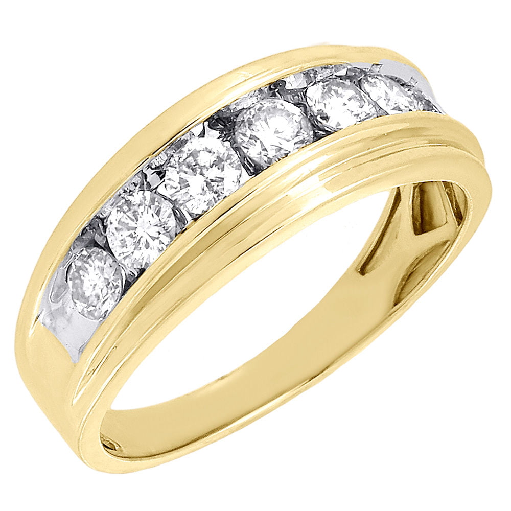 Jewelry For Less - 10K Mens Yellow Gold 7 Stone Diamond Engagement Ring ...