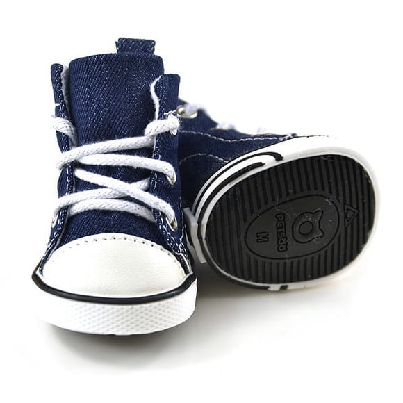 4Pcs Puppy Pet Dogs Denim Shoes Sport Boots Anti-slip Bootie Walk Causal Sneaker