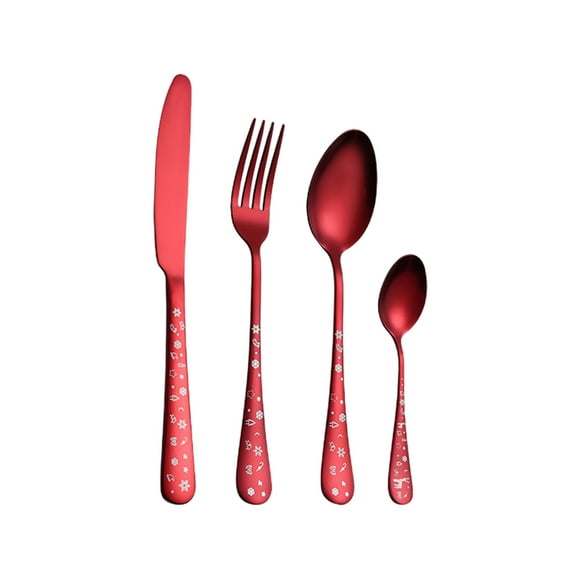 Stainless Steel Table Christmas Series Cutlery Stainless Steel Knife Fork and Spoon 4 Piece Set Christmas Dinner Sets Forks and Spoons,Spoons and Forks Set,Fork and Spoon Set
