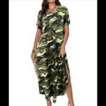 thumbnail image 1 of Vestido Camisero Informal de Verano para Mujer, Holgado, de Corta, Estilo Camuflaje, con Bolsillo Verde S, 1 of 8