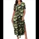 thumbnail image 1 of Vestido Camisero Informal de Verano para Mujer, Holgado, de Corta, Estilo Camuflaje, con Bolsillo Verde S, 1 of 8