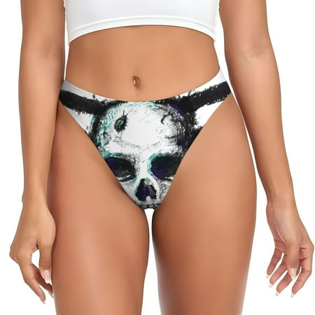 Sigee Watercolor Skull for Women s G-String Sexy  Low Rise  Soft Lace Perfect for Special Occasions-X-Large