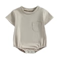 thumbnail image 2 of Miaouyo Baby Girls Boys Romper, 0 3 6 12 18 24 Months Short Sleeve Crew Neck Solid Summer Bodysuit for Casual Daily, 2 of 8
