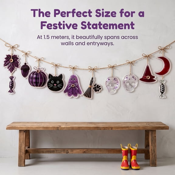 Yeciiwht Halloween Hanging Ornaments Acrylic Garland – Pre-Assembled Pendant Decor with Classic Holiday Motifs, Ready-to-Hang for Mantel, Doorway, Wall
