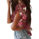 thumbnail image 4 of Blusa de manga corta con estampado de manga acampanada y hombros descubiertos para mujer Pompotops  hkajfhjk473992, 4 of 7