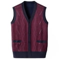 thumbnail image 1 of Chaqueta de Punto de Cuello en V de los Hombres, Abrigo Cálido con Ligero Estiramiento para el Otoño Y el Uso Casual Diario, Blusa en Capas de Moda, 1 of 3