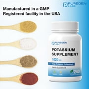 Puregen Labs Potassium Bicarbonate Supplement 1020mg Vegetarian Gluten-Free 240 Capsules