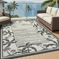 thumbnail image 3 of Outdoor Rug 8x10 ft Reversible Patio Rug Mat Outdoor Carpet Waterproof Camping Rugs Plastic Straw Rugs-Patio RV Camper Balcony Backyard Picnic Deck Pool Beach Mat Coconut Palm Leaf Rug Grey & Beige, 3 of 7