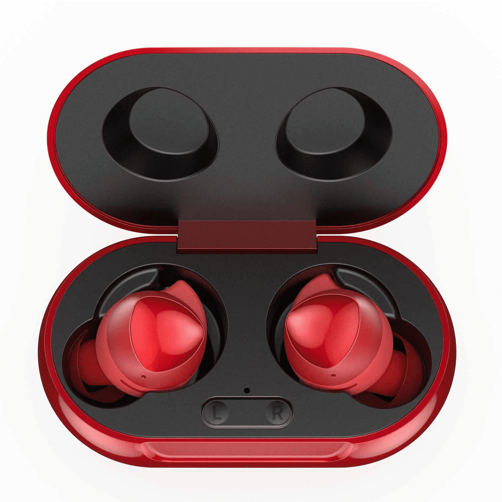 UrbanX Street Buds Plus True Bluetooth Wireless Earbuds For LG W10 Alpha  With Active Noise Cancelling (Charging Case Included) Red