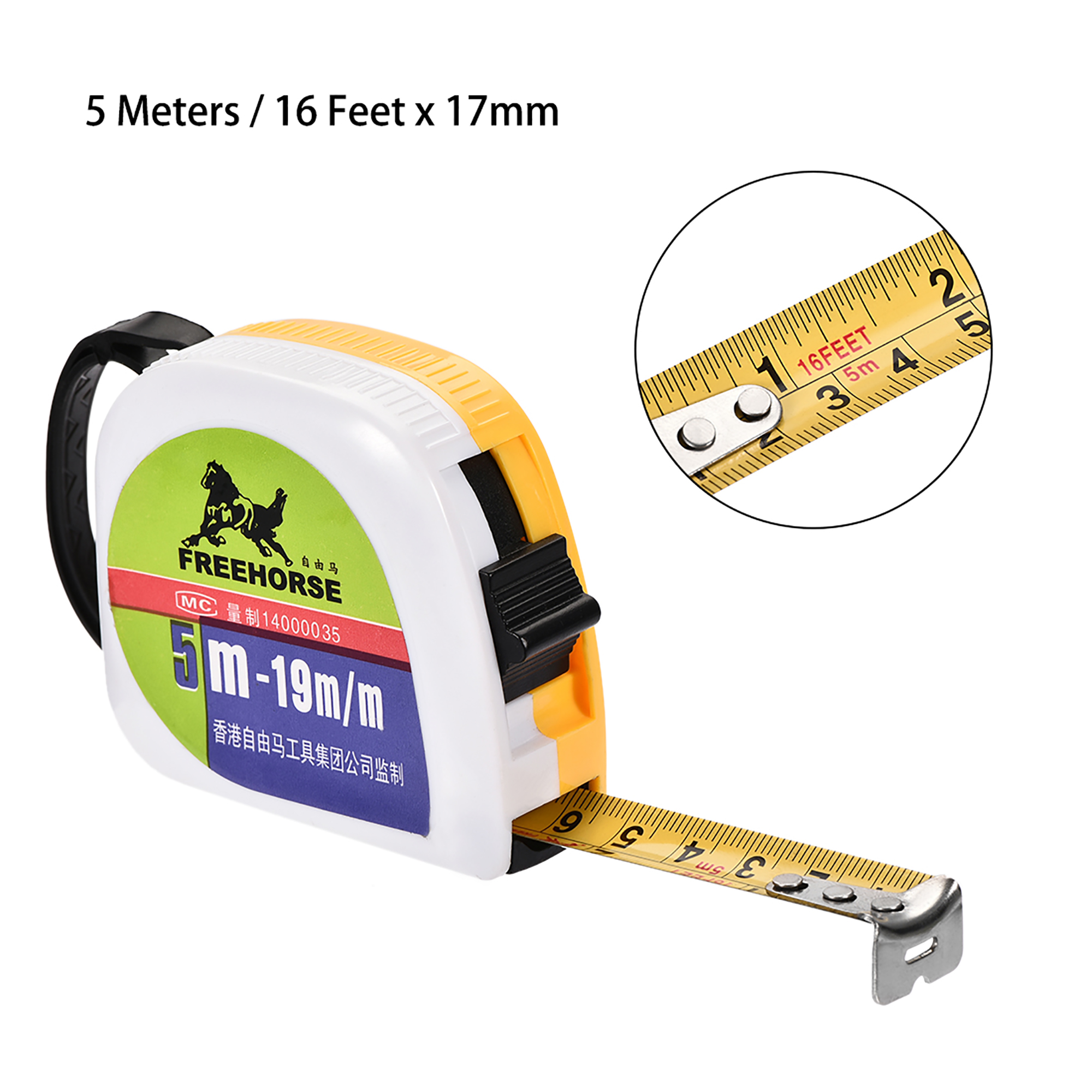 Tape Measure 5 Meter 16 Feet 17mm Width Retractable Plastic Round Case Walmart Com Walmart Com