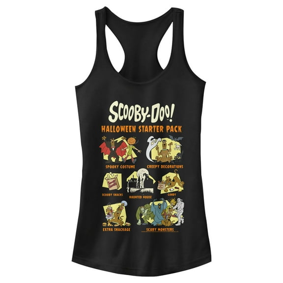 Junior's Scooby Doo Halloween Starter Pack Racerback Tank Top Black 2X Large