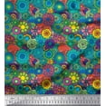 thumbnail image 1 of Soimoi Modal Satin Fabric Colorful Flowers Clip Art Print Fabric by The Yard 42 Inch Wide, 1 of 1