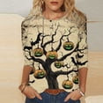 thumbnail image 1 of Heisall Womens Tops 3/4 Sleeve Round Neck Loose Casual Blouses Halloween Print Tshirts Festive Fashion 2025 New Arrival, 1 of 5
