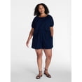 thumbnail image 2 of Time and Tru Women's Linen Blend Shorts with Scalloped Hem, Sizes XS-XXXL, 2 of 6