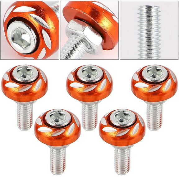 20 Pcs Electrocar License Plate Screw Screws for Plates Modified Parts Motorbike Decor Orange