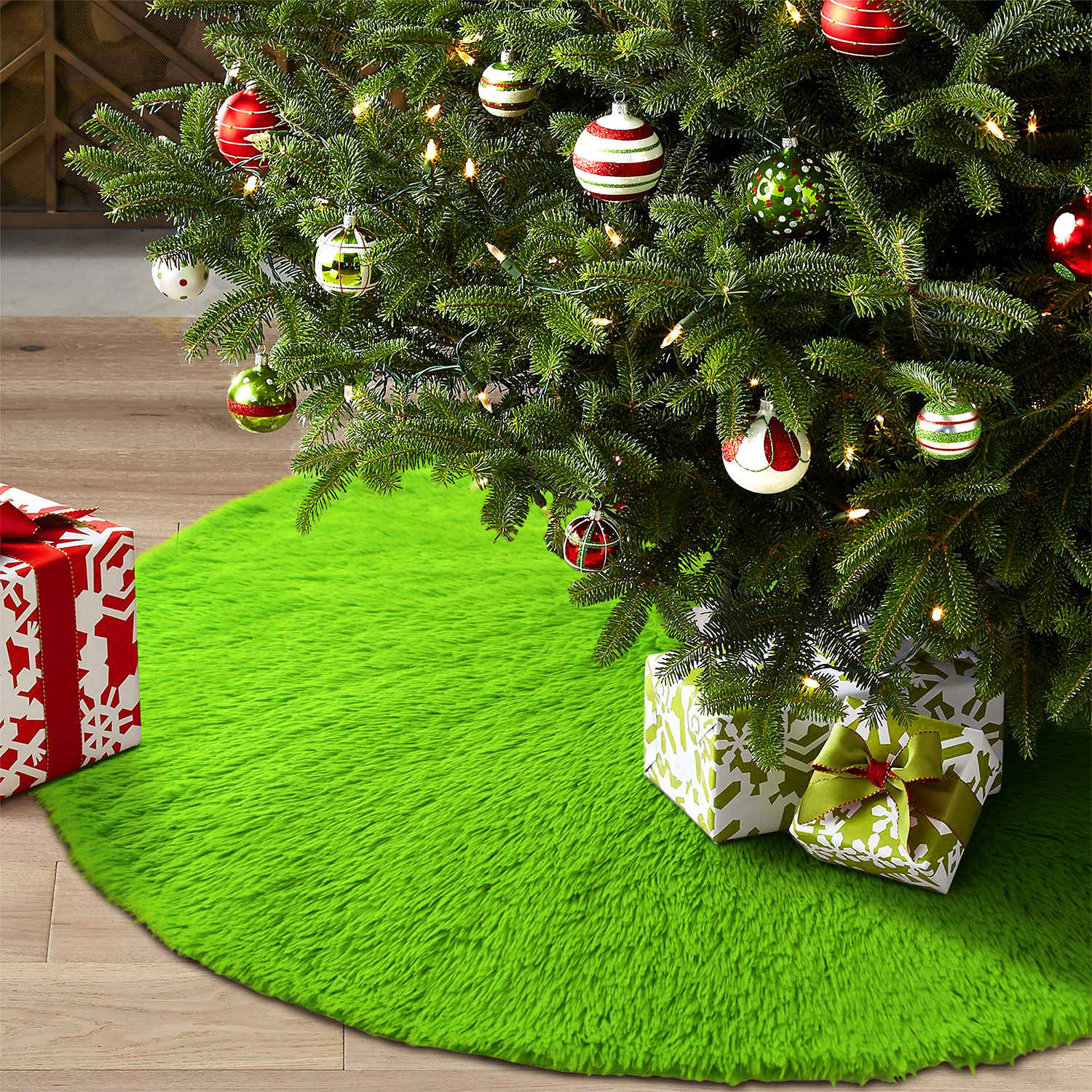 Ayieyill 48-Inch Faux Fur Green Christmas Tree Skirt photo 3