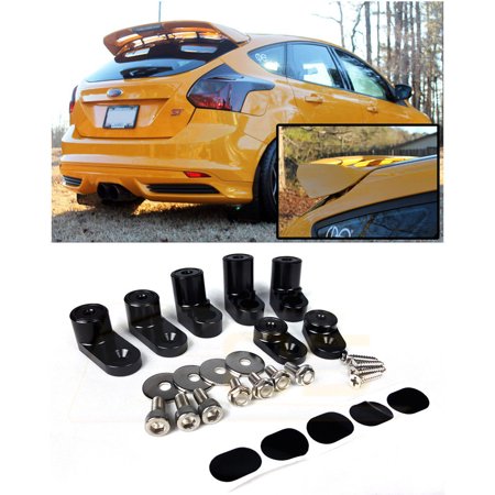 Hatchback Custom Spoiler (For 2013-Present Ford Focus ST / RS 5Dr Hatchback | EOS ANODIZED BLACK Rear Wing Spoiler Riser Extendsion)