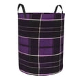 thumbnail image 2 of Circular Hamper Single Layer Laundry Basket Storage Basket Waterproof Single Layer Fabric With Handle Pe Support Strip Purple Buffalo Plaid Check Tartan Scotland_1 Small, 2 of 8
