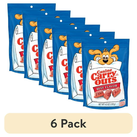 (6 pack) Canine Carry Outs Beef Flavor Dog Treats, 4.5 oz Bag