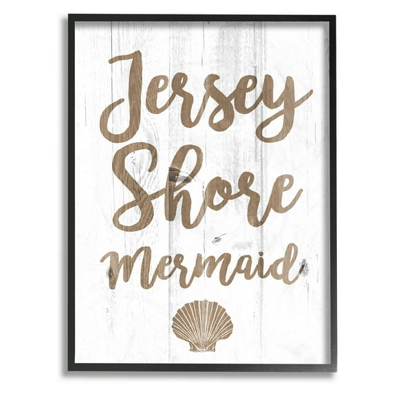 The Stupell Home Decor Collection Jersey Shore Mermaid Wood Plank Look Framed Giclee Texturized Art