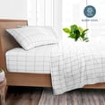 thumbnail image 3 of Bare Home Ultra-Soft Sheet Set - Premium 1800 Collection - Deep Pockets - 4-Pieces - Queen, Grid - White/Gray, 3 of 8
