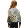 thumbnail image 2 of Xoenoiee Cat Butterfly Daisy Flower Print Girls Half Zip Hoodie Sweatshirt Zip Up Pullover Long Sleeve Top with Pocket for Fall Winter, Size 13-14 Years, 2 of 7