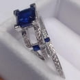 thumbnail image 2 of Bluebell Jewels 14K White Gold Finish Princess Cut Blue Cubic Zirconia Bridal Ring Set, 2 of 6