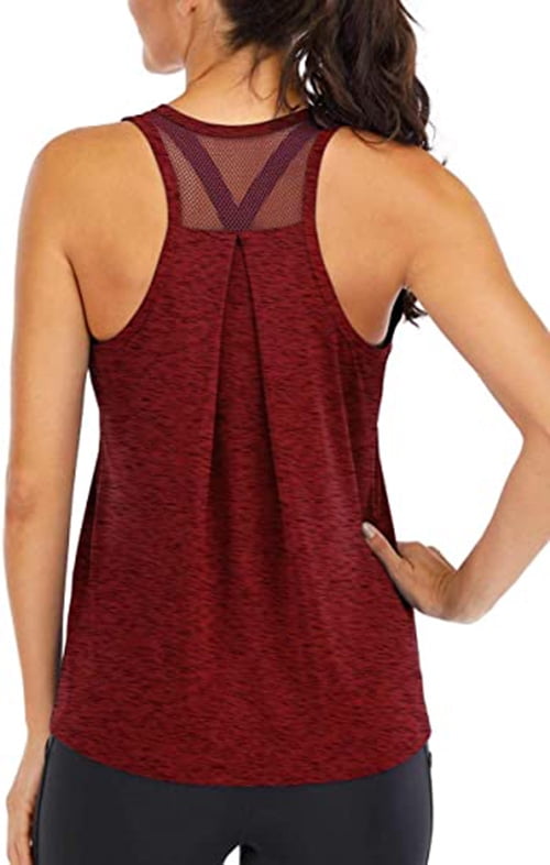 ADOME Workout Tops for Women Loose fit Racerback Tank Tops for Women Mesh Backless Muscle Tank Running Tank Tops
