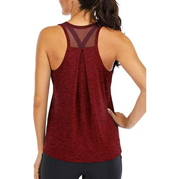Workout Tops for Women Loose fit Racerback Tank Tops for Women Mesh  Backless Muscle Tank Running Tank Tops