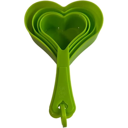 

Modern Essentials Colorful Heart Shaped Measuring Cups: 4 Piece Stackable Heart-Shaped Measuring Cup Set Perfect for: Baking Cooking Measuring in Kitchens Dorms (Green)