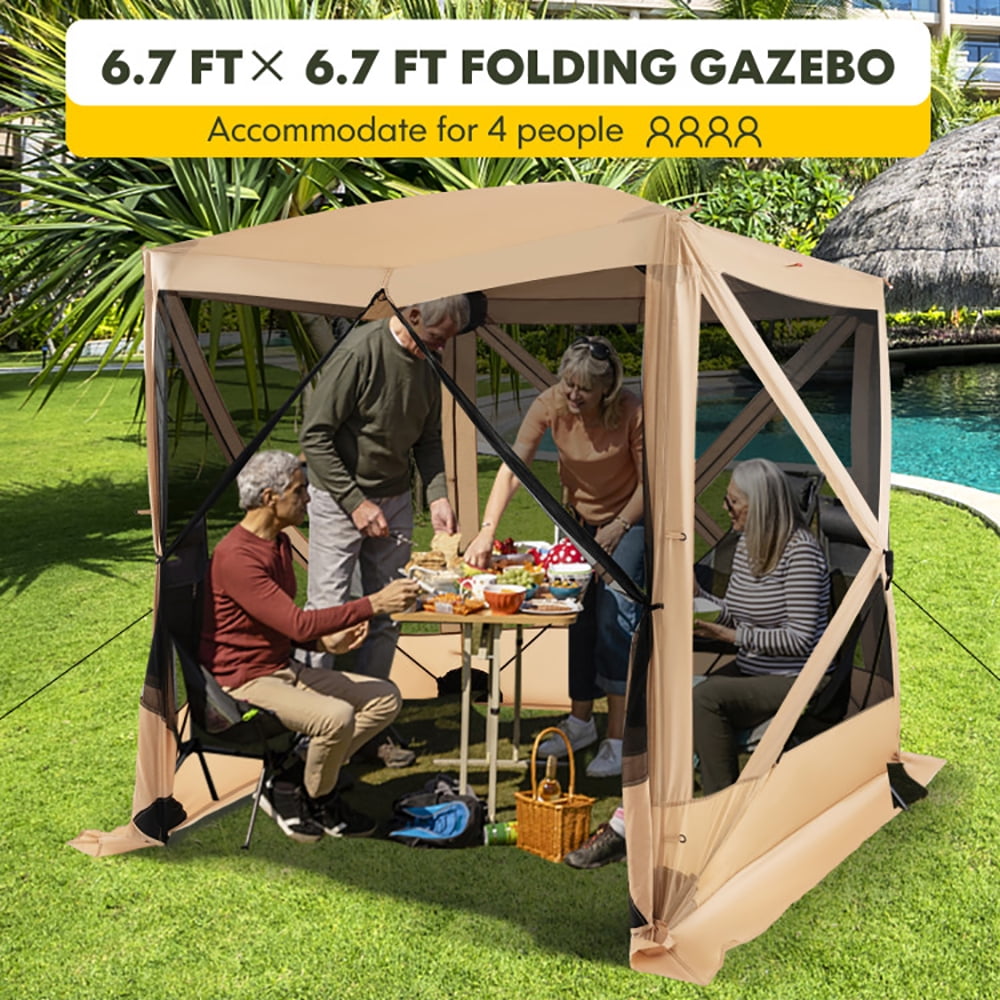 Aimee Lii 6.7 x 6.7 Feet Pop Up Gazebo with Netting and Carry Bag, Canopy Gazebo for Party Camping BBQ Events, Coffee Aimee Lii 6.7 x 6.7 Feet Pop Up Gazebo with Netting and Carry Bag, Canopy Gazebo for Party Camping BBQ Events, Coffee