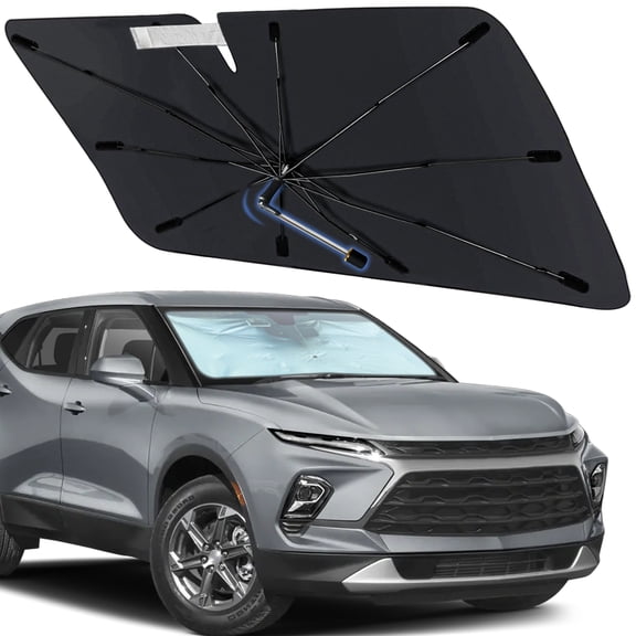 Windshield Sun Shade Umbrella for Chevrolet Blazer 2019-2026, Foldable Car Sunshade for Front Window with 360° Rotating Shaft, Custom-Fit Parasol para Carro for UV Blocking & Heat Reduction