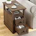 thumbnail image 5 of FAGAGA End Table Set of 2 for Living Room with 2 Drawers, Vintage Sofa Side Table with Charging Station, Wooden Nightstand with Storage for Bedroom, Dorm, Office | Dark Walnut, 5 of 10