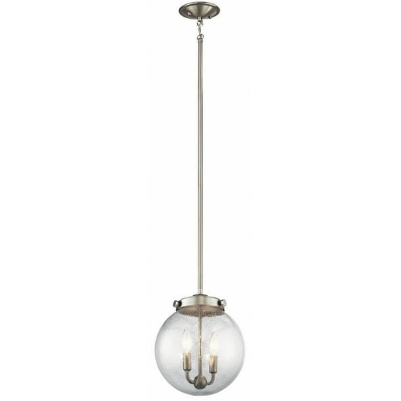 2 Light Contemporary Globe Mini Pendant Light Fixture with Clear Seeded Glass-Brushed Nickel Finish Bailey Street Home 147-Bel-1788509
