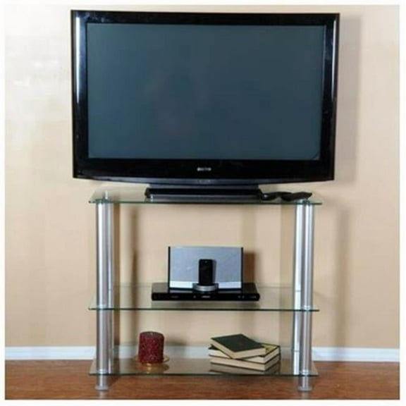 RTA Home and Office TVM-002 35 in. Extra Tall Glass and Aluminum LCD and Plasma TV Stand