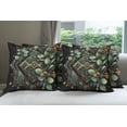 thumbnail image 6 of Ambesonne Eucalyptus Leaves Throw Pillow Cover 4 Pack, Art Deco Botany, 16", Black Laurel Green Amber, 6 of 7