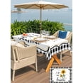 thumbnail image 5 of Outdoor Tablecloth with Umbrella Hole for Patio/Picnic/Party/Camping, Sunflowers Waterproof Table Cloth Rectangle Table Cover Washable, Yellow Floral Botanical Black White Plaid Farmhouse (60"x 102"), 5 of 8