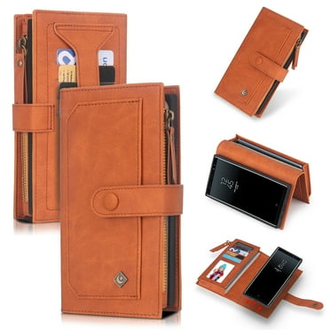 Galaxy S10e Case, S10 Lite Case, Allytech 2 In 1 Wallet Phone Case with Zipper Magnetic Detachable Back Silicone Cover Wireless Charing Supported Cards Pocket Case for Samsung Galaxy S10e, Brown