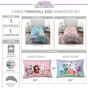 Gabby's Dollhouse Kids Comforter and Pillowcase, 2-Piece Set, Twin/Full, Reversible