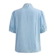 thumbnail image 6 of Womens Blouses Casual Tops Mock Neck Puff Sleeve Shirts Business Work Summer Outfits Lightweight Soft Daily Wear Fashion Tops by Yigetop Sky Blue S, 6 of 6