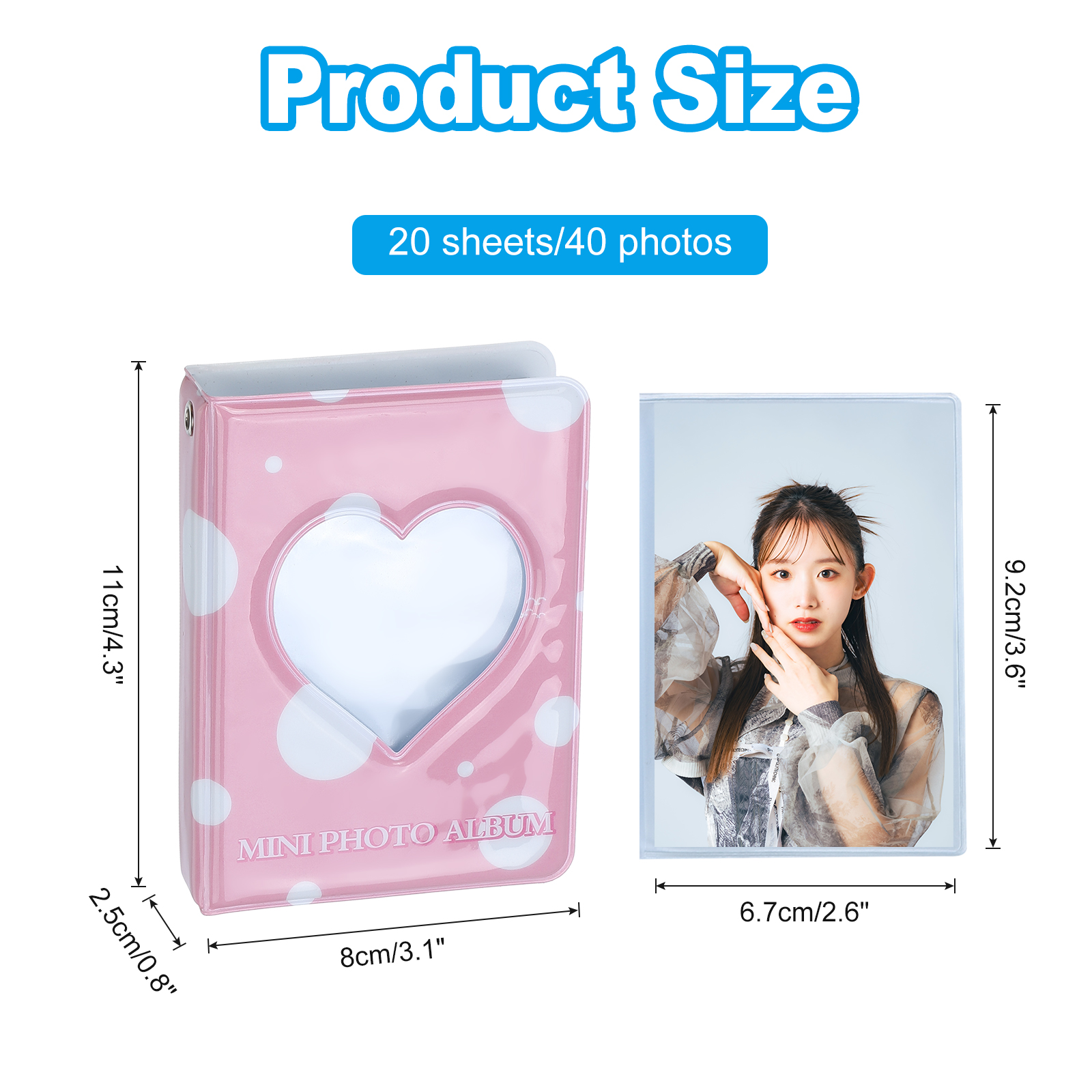 Unique Bargains Mini Photocard Binder Love Heart Hollow Album for Cards Storage Pink