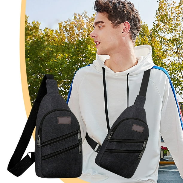 Thickened Zipper Outdoor Canvas Chest Bag Men's Chest Bag Hiking Backpack Multipurpose Crossbody Chest Bag Messenger Bag Men's And Women's Chest Bag