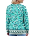 thumbnail image 4 of Cardigan Sweaters for Women Casual Button Down V Neck Knit Cardigans Sweater Fall Floral Print Boho Long Sleeve Clothe 08-Turquoise S, 4 of 4
